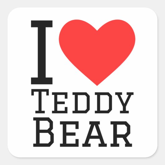 Sticker Carré J'aime Teddy bear (Devant)