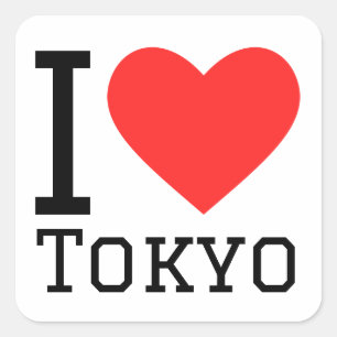 Sticker Carré J'aime Tokyo