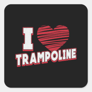 Sticker Carré J'Aime Trampoline Jumper Jump Gymnaste Trampoline