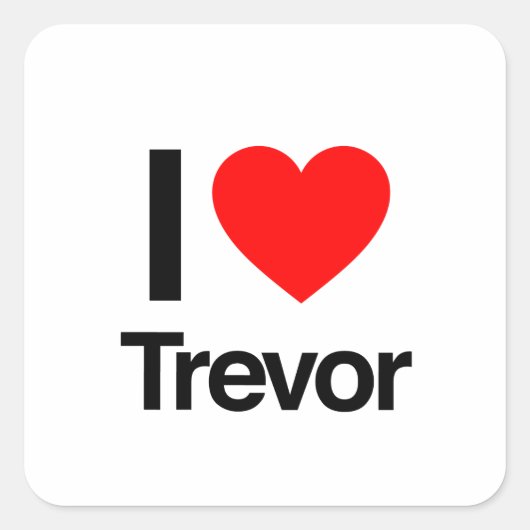 Sticker Carré j'aime trevor (Devant)