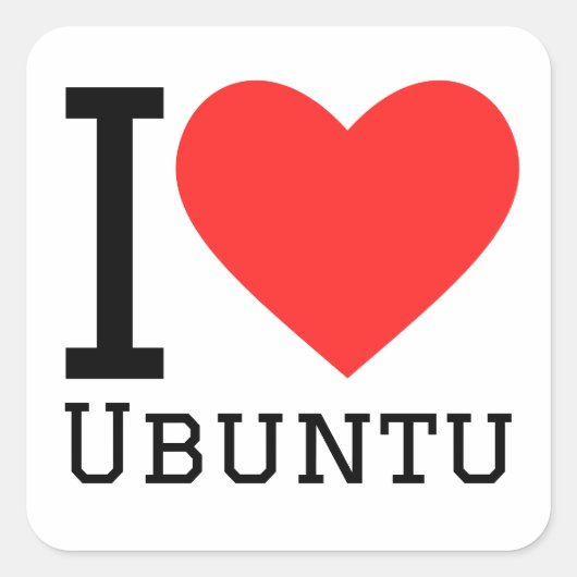 Sticker Carré J'aime ubuntu (Devant)
