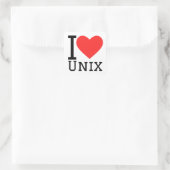 Sticker Carré J'aime Unix (Sac)