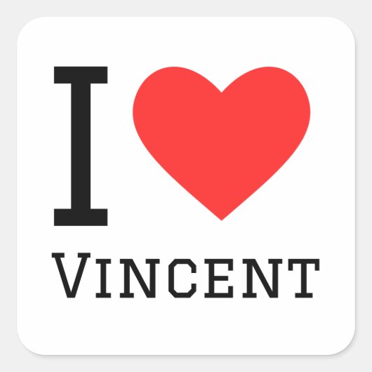 Sticker Carré J'aime Vincent (Devant)