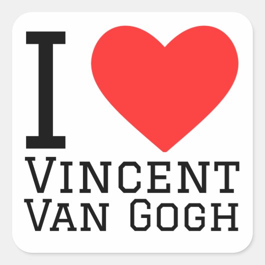 Sticker Carré j'aime Vincent Van Gogh (Devant)