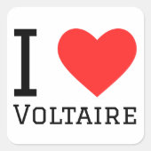 Sticker Carré J'aime Voltaire (Devant)