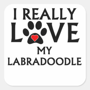 Sticker Carré J'Aime Vraiment Mon Labradoodle
