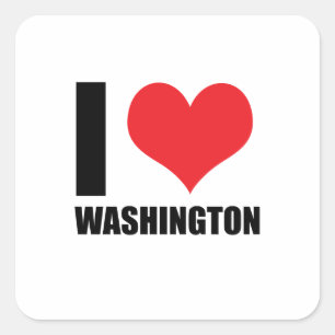 Sticker Carré J'aime Washington
