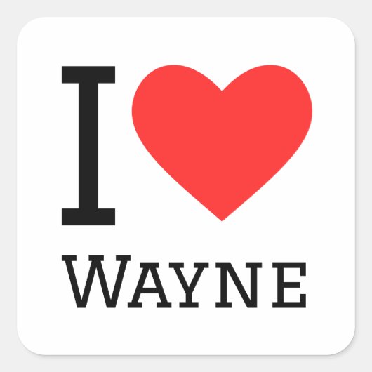 Sticker Carré J'aime wayne (Devant)