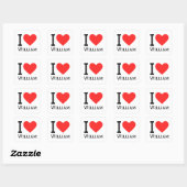 Sticker Carré J'aime william (Feuille)