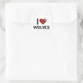 Sticker Carré J'aime Wolves Design numérique (Sac)