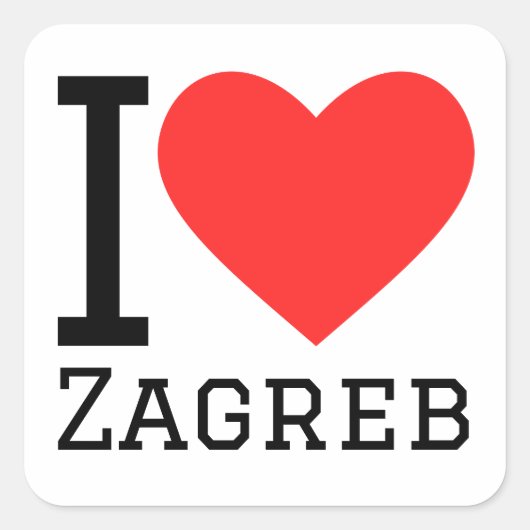 Sticker Carré J'aime Zagreb (Devant)
