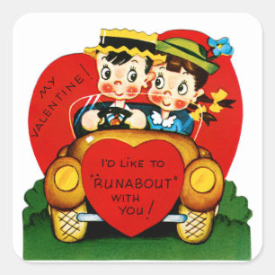 Sticker Carré J'aimerais "Runabout" avec toi Valentine