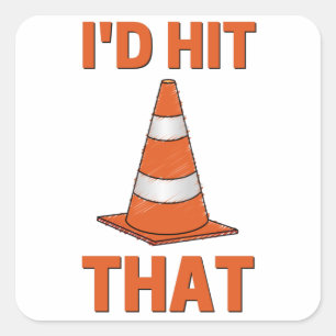 Sticker Carré J'allais frapper ce drôle autocross orange cône ho