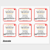 Sticker Carré Jam de Pêche Bio Canning Coeur rouge (Feuille)