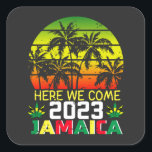 Sticker Carré Jamaïque 2023 Nous voici<br><div class="desc">Jamaïque 2023 Ici Nous Venons Matching Famille Dream Vacation Cadeau Carré Sticker Classic Collection.</div>