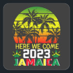 Sticker Carré Jamaïque 2023 Nous voici<br><div class="desc">Jamaïque 2023 Ici Nous Venons Matching Famille Dream Vacation Cadeau Carré Sticker Classic Collection.</div>