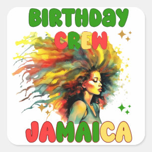 Sticker Carré Jamaïque Birthday Girl Matching Crew Travel Group
