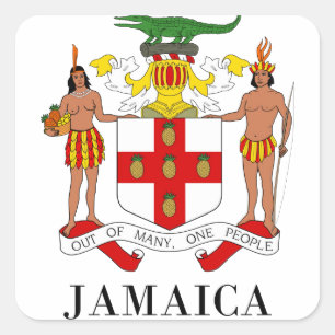 Sticker Carré JAMAÏQUE - symbole/blason/drapeau/couleurs/emblème