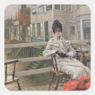 Sticker Carré James Tissot   En attente du Ferry, vers 1878