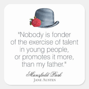 Sticker Carré Jane Austen - Mon père - Casquette Vintage
