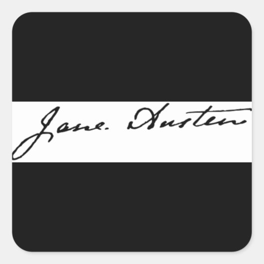 Sticker Carré Jane Austen Signature (Devant)