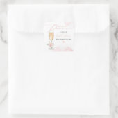 Sticker Carré JANE Blush Fleurs et Prosecco pour l'enterrement d (Sac)