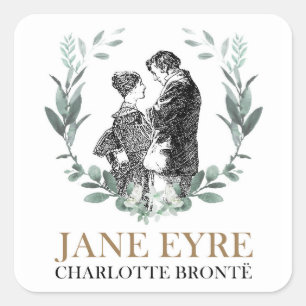Sticker Carré Jane Eyre et Edward Rochester avec Wreath