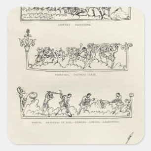 Sticker Carré Janvier, février, mars avril, Jules