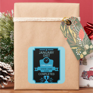 Sticker Carré Janvier Perte de poids Félicitations