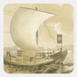 Sticker Carré Japanese Junk, pub. par Sarony & Co., c.1856 (lith