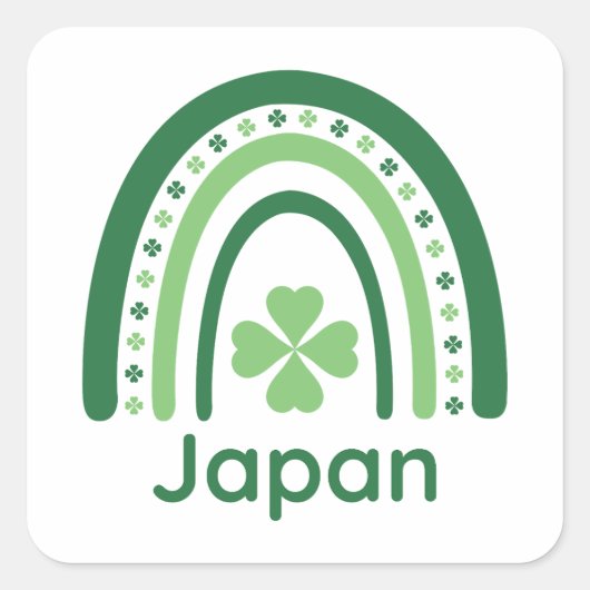 Sticker Carré Japon Nom Clover Boho Rainbow (Devant)