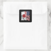 Sticker Carré Japon USA Flag (Sac)