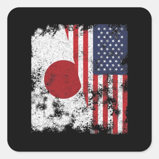 Sticker Carré Japon USA Flag (Devant)