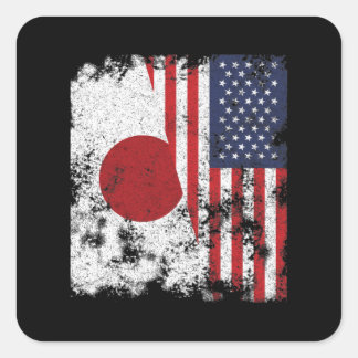 Sticker Carré Japon USA Flag