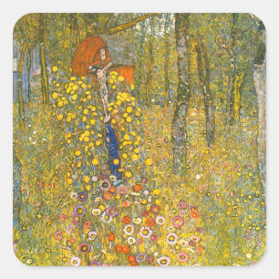 Sticker Carré Jardin agricole Gustav Klimt avec Crucifix