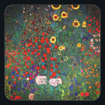 Sticker Carré Jardin aux fleurs Gustav Klimt<br><div class="desc">Stickers avec peinture à l’huile de Gustav Klimt Jardin avec tournesols (1907). Un beau jardin de tournesols et de belles fleurs bleues,  rouges,  violettes,  roses et blanches. Un grand cadeau pour les amateurs d'art Art Nouveau et autrichien.</div>
