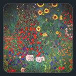 Sticker Carré Jardin aux fleurs Gustav Klimt<br><div class="desc">Stickers avec peinture à l’huile de Gustav Klimt Jardin avec tournesols (1907). Un beau jardin de tournesols et de belles fleurs bleues,  rouges,  violettes,  roses et blanches. Un grand cadeau pour les amateurs d'art Art Nouveau et autrichien.</div>