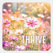 Sticker Carré Jardin Cosmos Avec Texte (Devant)