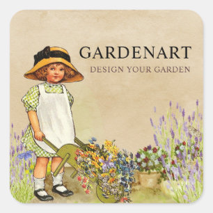 Sticker Carré Jardin d'aquarelle Vintage unique personnalisé