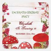 Sticker Carré Jardin de Baies Rouges Amanite Enchantée Champigno (Devant)