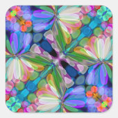 Sticker Carré Jardin de Fleur sauvage de libellules Abstrait Flo (Devant)