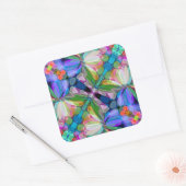 Sticker Carré Jardin de Fleur sauvage de libellules Abstrait Flo (Enveloppe)