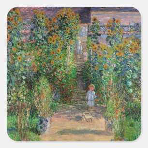 Sticker Carré Jardin de Monet Vetheuil Peinture Impressionniste