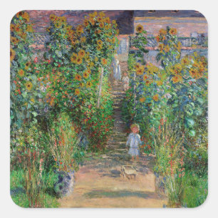 Sticker Carré Jardin de Monet Vetheuil Peinture Impressionniste