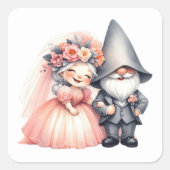 Sticker Carré Jardin de Whimsical Gnome Romantique Fairytale Mar (Devant)