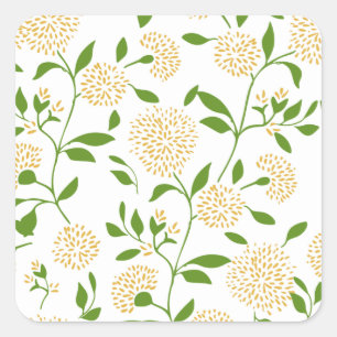 Sticker Carré Jardin Fleur sauvage de Dandelion vert jaune