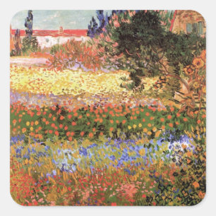 Sticker Carré Jardin fleuri par Vincent van Gogh