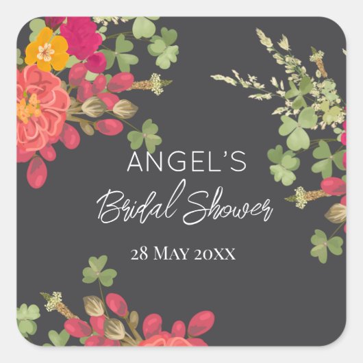 Sticker Carré Jardin Floral d'Été pour une Mariée  (Devant)