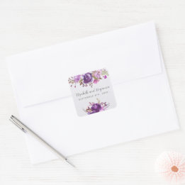 Sticker Carré Jardin Floral Violet Violet Lavande Peony Mariage
