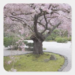 Sticker Carré Jardin japonais de Portland, Portland, Oregon,